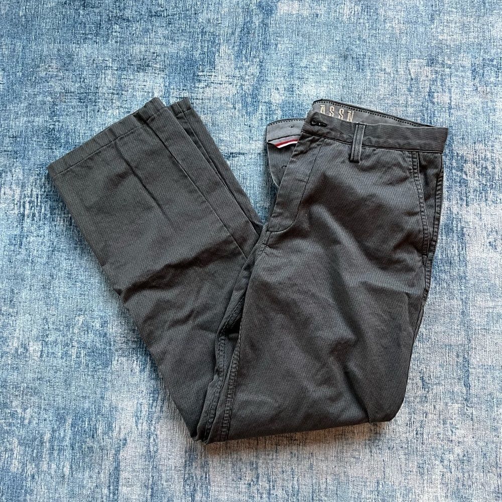 Mens US Polo Assn Gray Micro Houndstooth Flat Front Pants Size 34